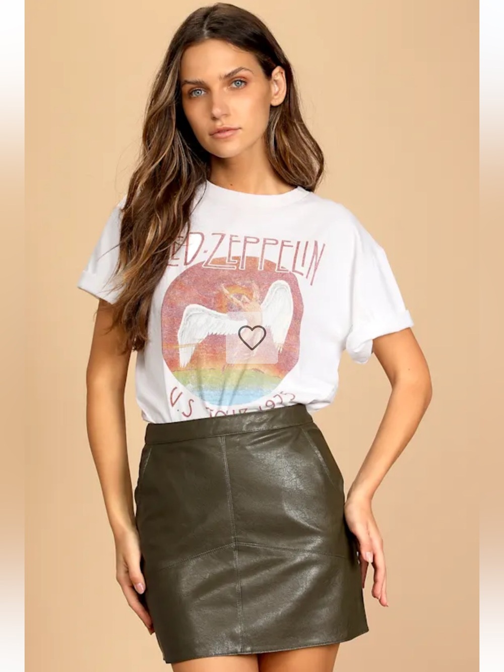 Lulus Harley Olive Green Vegan Leather Mini Skirt Faux Leather Edgy Chic Size M